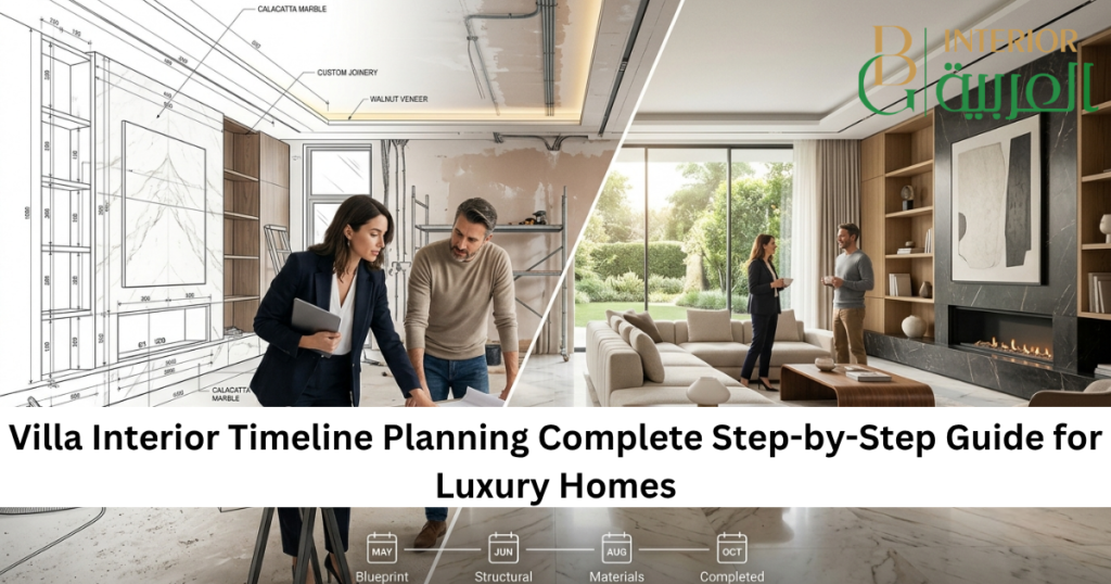 Learn villa interior timeline planning from consultation to handover. Discover project phases, timelines, delays, and expert tips for luxury villa renovations.